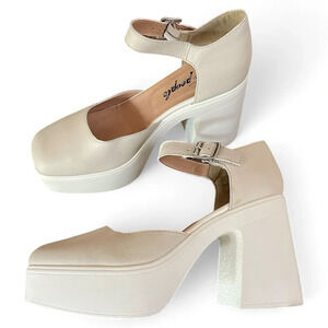 Free People Leather Dollette Gwen Platform Mary Jane Moonlight 40 US 8.5